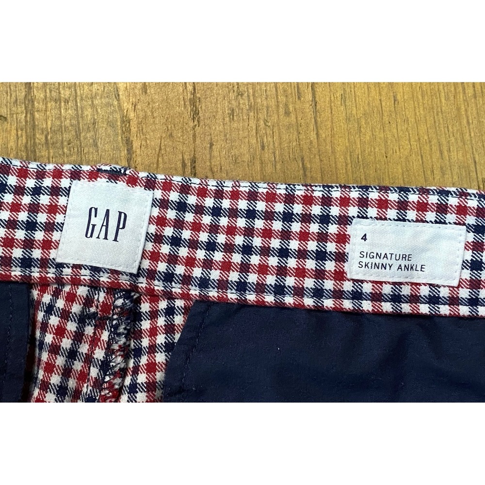GAP High Waisted Pixie Red, White Size 4 Plaid Wo… - image 7